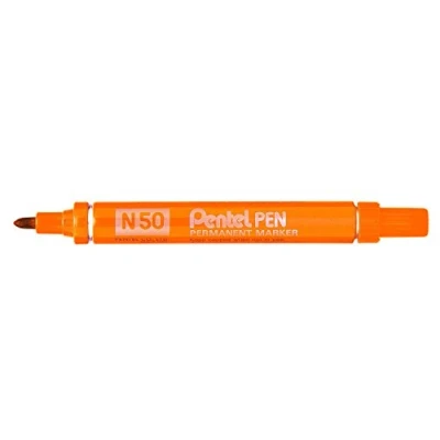 Image of 3 x Pentel N50 Permanent Markers Orange Ink Bullet Tip 1.5 2mm Line. F