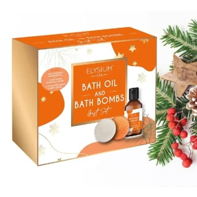 Image of Bath Oil &amp; Bomb Gift Set Mandarin Ginger Honey Neroli Scent Elysium Spa