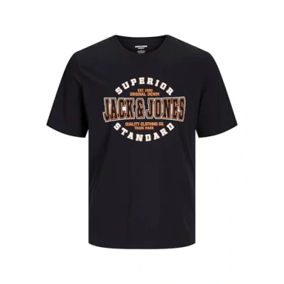 Image of JACK &amp; JONES Men&#039;s Jjelogo Tee Ss O Neck 2 Col Aw24 S Pls T Shirt, Black, 1XL