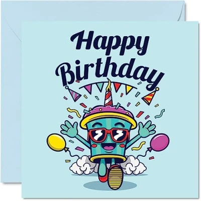 Image of Funny Birthday Cards for Women Men Cake Party Happy Card Mum Dad Brother Sister Son Daughter Nan Grandad, 145mm x Joke Humour Banter Bday Greeting