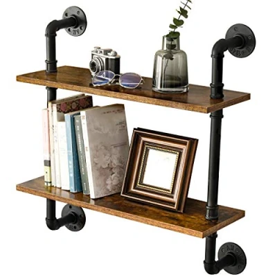 Image of IBUYKE Pipe Floating Shelves, Wall Shelf Outdoor, 60x20x66cm, Decorative Shelving Unit for Wall, Plant Stand, Storage Organiser Bedroom, Bathroom, Living Room, Office RF TM004