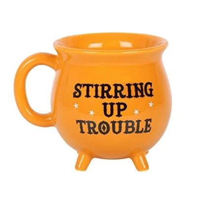 Image of Something Different Mug Stirring Up Trouble Ceramic Orange Cauldron
