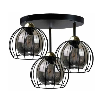 Image of Solo Semi Flush Light Black, 60cm, 3x E27