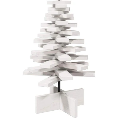 Image of vidaXL Wooden Christmas Tree for Decoration White 60 cm Solid Wood Pine