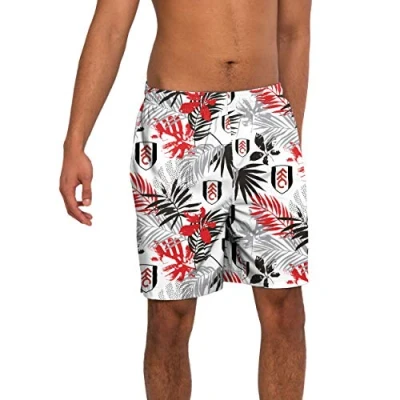 Image of FOCO Officially Licensed Men&#039;s Floral Print Football Beach Board Shorts (Fulham FC) (Large)