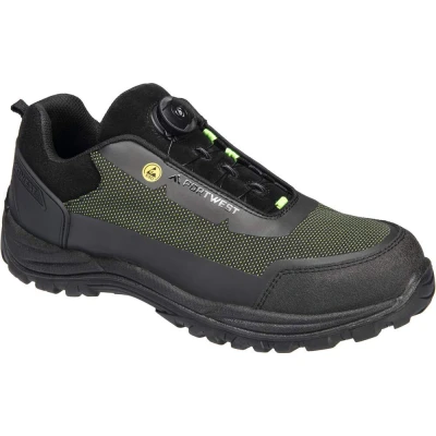 Image of Portwest FX2 Girder Composite Low Shoe S3S ESD SR FO Black/Green UK 4.5 EU 37