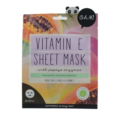 Image of Oh K! Vitamin E Sheet Mask, Plumping Effect, With Collagen, Rose Scented, Vegan and Cruelty Free, 43g