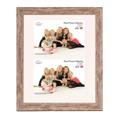 Image of Inov8 British Made Traditional Picture/Photo Frame, 12x10 Dual Aperture with Two 7x5 inch Insets, Small Washed Walnut