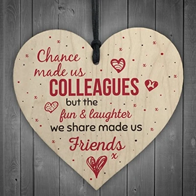 Image of RED OCEAN Chance Made Us Colleagues Heart Plaque Sign Friendship FRIEND Gift Thank You Leaving