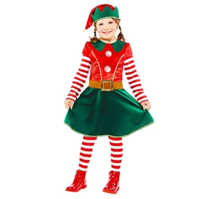 Image of amscan 9912316 Childs Christmas Elf Girl Fancy Dress Costume (10 12 years)