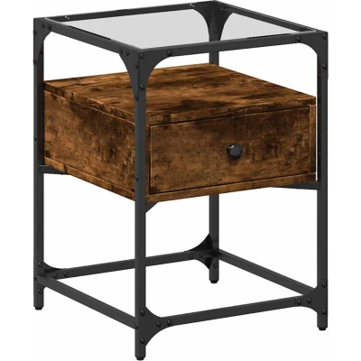 Image of vidaXL Bedside Cabinet Smoked Oak 40x40x55 cm Engineered Wood