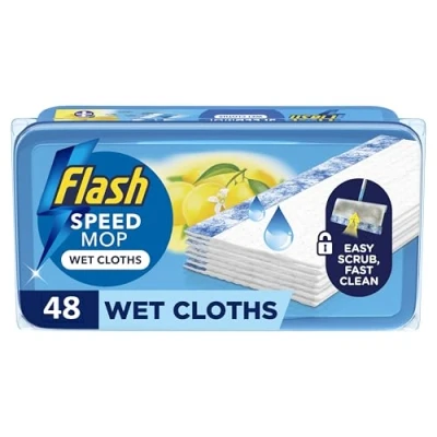 Image of Flash Speedmop Antibacterial Lemon Wet Floor Cleaning Wipes 48
