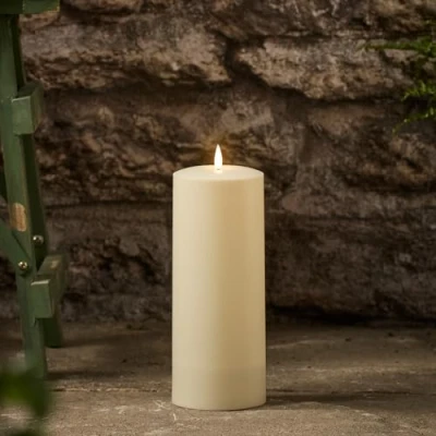 Image of Lights4fun 25cm Solar Powered Waterproof TruGlow® LED Flameless Garden Patio Candle Realistic Warm White Flickering Flame
