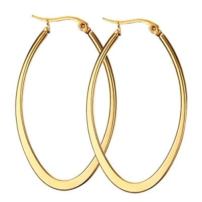 Image of Caimeytie Oval Hoop Earrings for women Stainless Steel Gold plated girls gift valentines present