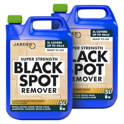 Image of Jarder Super Strength Black Spot Remover 2 x 5L Elimimates Spot, Lichen, Dirt, Grime, Mould and More Use on Concrete, Block Paving, Patio Slabs, Driveways