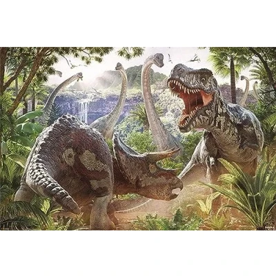Image of Pyramid International Dinosaur Battle Maxi Poster, Wood, Multi Colour, 91.5 x 61 0.03 cm