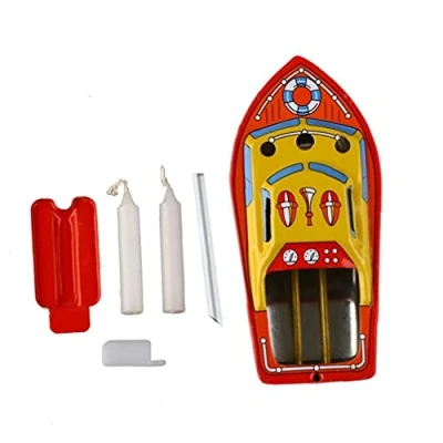 Image of TOSSPER Hot Vintage Steam Boat Tin Toys Candles Powered Put Hip Collectable Gifts for Boys Girls