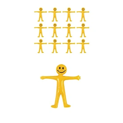 Image of HENBRANDT 12 x Stretchy Smile People Yellow Stretch Men Stretchies Sensory Fidget Toys Kids Birthday Party Favour Loot Bag Filler Classroom Prize Lucky Dip for Boys and Girls