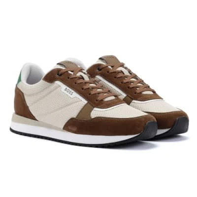 Image of BOSS KAI Trainers, Men&#039;s, Size: 11, Open beige Leather and textile