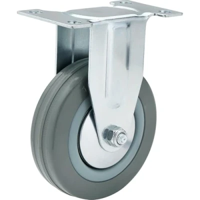 Image of Draper Fixed Plate Fixing Rubber Castor, 100mm Diameter, S.W.L. 80kg