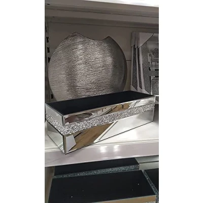 Image of Deenz New Crushed Diamond Crystal Bling Mirrored Tray Storage Box Harper Gem