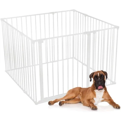 Image of Safetots Dog Play Pen White 105cm x 105cm, Pet for Pets Dogs and Puppy, Playpen suitable Indoor Outdoor use, Easy Installation