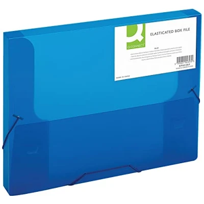 Image of Q Connect Elasticated Folder 25mm A4 Blue (Suitable for both and Foolscap documents) KF02307
