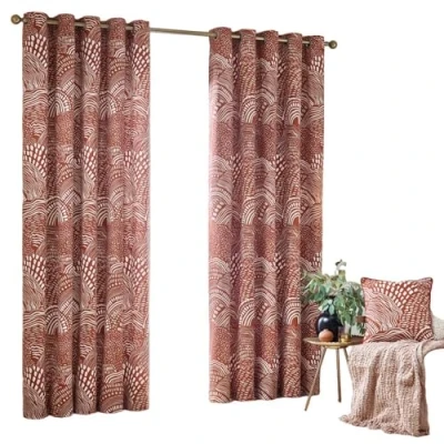 Image of Hoem HÖEM Nola Abstract Curtains Red Cotton Size 168 cm x 137