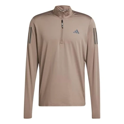 Image of adidas Men&#039;s Own the Run Half Zip Jacket, trace brown, L