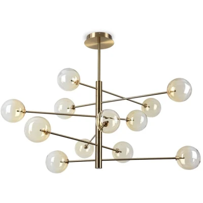 Image of Equinoxe 12 Light Multi Arm Pendant Ceiling Shaded Amber