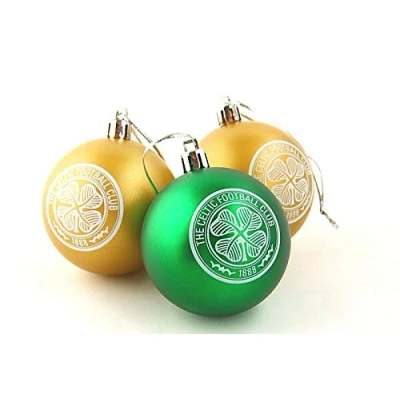 Image of Celtic Christmas Tree Baubles XMAS Decorations Football Gift 3 Pack