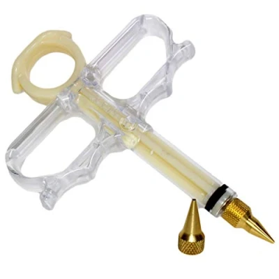 Image of High Pressure Glue Injector Syringe Applicator w/Extra Nozzle, use with Wood Glue, Silicone, Silver Metal Clay, Grease. Repair Chairs, Banisters. Make Gaskets