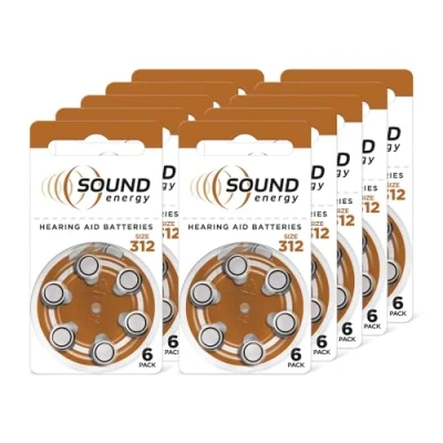 Image of Energizer Sound Energy Hearing Aid Batteries, Size 312, Pack of 60 Amazon Exclusive