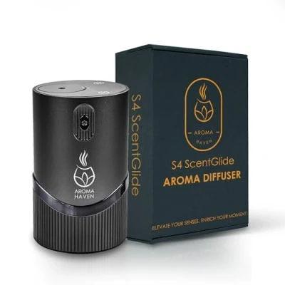 Image of Aroma Haven S4 ScentGlide Waterless Oil Diffuser Nebulizer Portable Rechargeable Wireless Aromatherapy for Essential Oils Home, Office, Car Freshener Electric (Black)