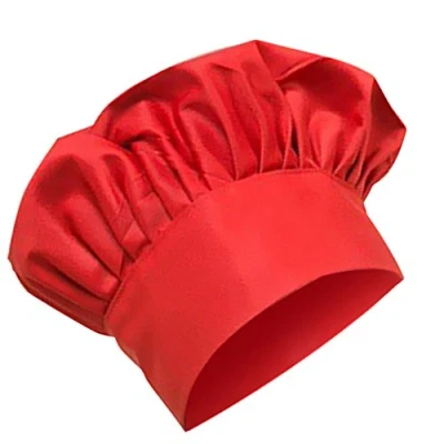 Image of LOVIVER Chef Hat, Adult Adjustable Elastic Baker Hats, Kitchen Catering Butcher Cap, Unisex Cooking Hat for Women, Man, Kids, Red