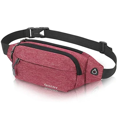 Image of Waterproof Bumbags Running Belt Ligthweight Pouch Waist Packs Breathale Cycling Bum Bag Hiking Travel Dog wolking for Women Men Ladies Boys (Red)