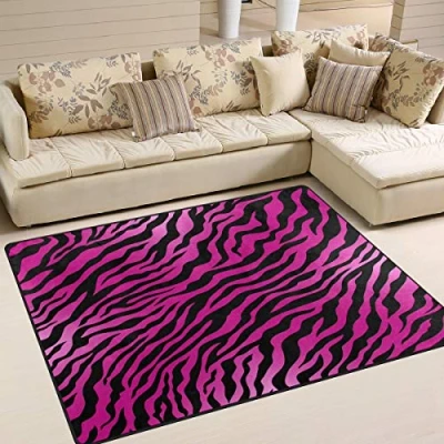 Image of Use7 Pink Zebra Animal Print Striped Area Rug Rugs for Living Room Bedroom 160cm x 122cm(5.3 4 feet)