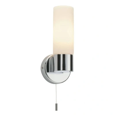 Image of Saxby Pure Bathroom Wall Light IP44 Modern Indoor Lights with Pull Cord Switch LED Fitting in Chrome Plate Finish Requires 40W E14 Candle (Not Supplied)