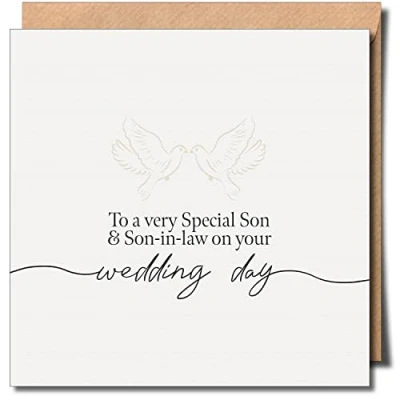 Image of Special Son and in Law Wedding greeting Card Gay LGBTQIA+ LGBT 150mm x Premium 300gsm