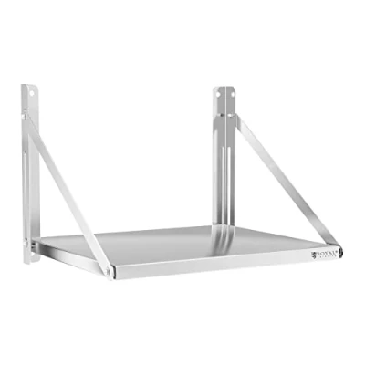 Image of Royal Catering Stainless Steel Wall Shelf Folding Commercial Kitchen 60x45cm 40kg RC BFWH6045 (Silver, Thickness 30mm, AISI 201)