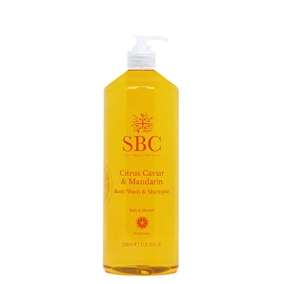 Image of SBC Skincare Citrus Caviar &amp; Mandarin Body Wash Shampoo 1000ml, 2 in 1 Shower Gel and with Vitamin C E for All the Family