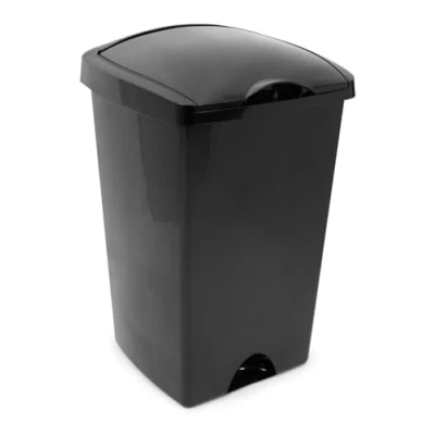 Image of Addis 50ltr Lift Up Flat top Kitchen Waste Trash Complete Bin, All Black