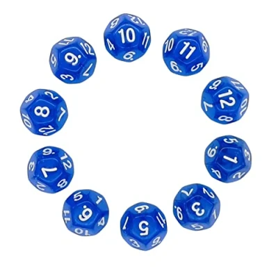 Image of Deolven D12 Dice, 10 Pcs Transparent Blue Polyhedral Dices, 12 Sided Clear Dices for DND MTG RPG Dungeons and Dragons Party