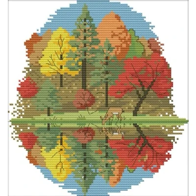 Image of Awesocrafts Cross Stitch Stamped Kits Suburban Four Seasons Summer Easy Patterns Stitching Embroidery Needlework Kit Supplies