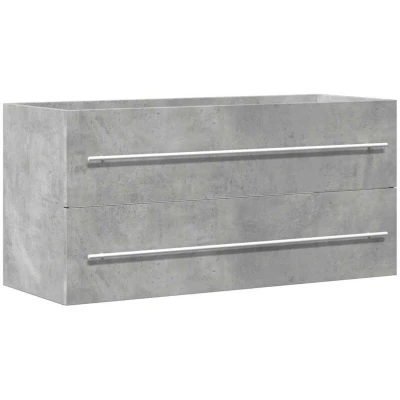 Image of vidaXL bathroom sink cabinet concrete grey engineered wood wall mounted storage 100x38.5x48 cm
