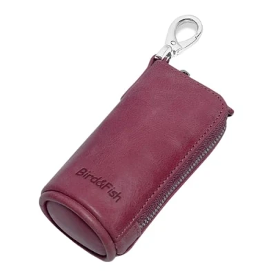 Image of Multi Soft Genuine Leather Coin Purse Pouch, Car Key Case Wallet with Zipper,Pocket Chain/Ring for Men Women (Purple)