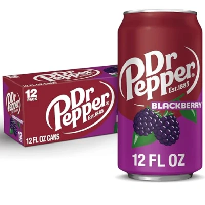 Image of Dr Pepper Blackberry Soda, 12 x 355ml Cans, oz Fridge Pack