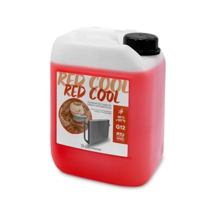 Image of ErrecHome Red Cool, Coolant and Antifreeze 30C/+107C, Fluorescent Formulation with organic based OAT inhibitor package, G12, Ready to Use, 5 Litre