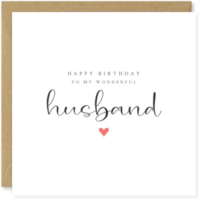 Image of Beau Willows Happy Birthday to my Wonderful Husband Greetings Card Cute Love for Partner