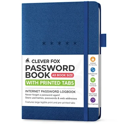 Image of Clever Fox Password Book Medium Internet Address &amp; Journal Organizer Computer Website Log In Keeper Notebook (Mystic Blue)